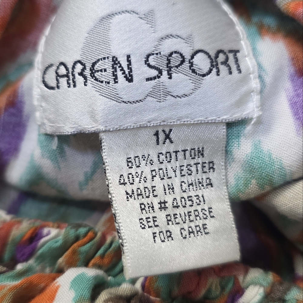 Maxi Dress Ikat Strapless Geometric Print Women's Plus Size 1X Caren Sport - Picture 8 of 16